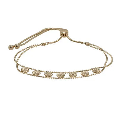 Flower Disc Slider Bracelet - Gold