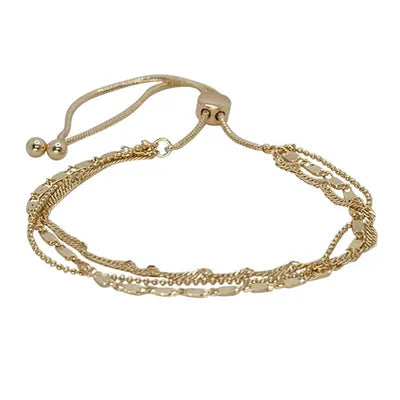 Tri Layered Slider Bracelet - Gold