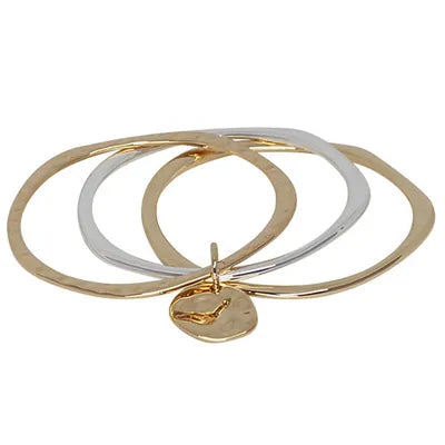 Linked Bangle Set w Charm - Gold/Silver