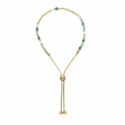 Metal Ball & COL Bead Slider - Silver/Green Multi
