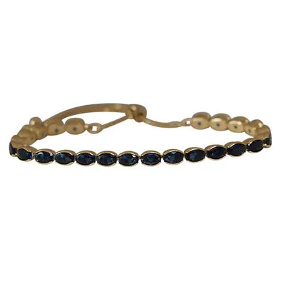 Oval CZ Slider - Gold/Sapphire