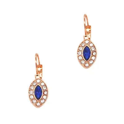 Lever Backs - Marquise CZ - Sapphire Blue - Rose Gold