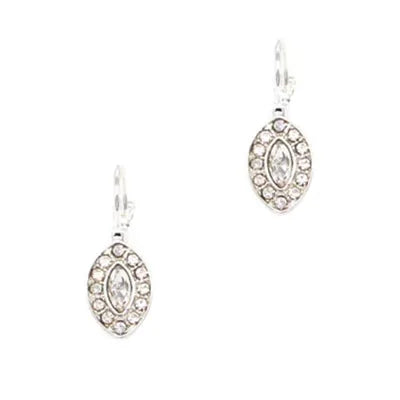 Lever Backs - Marquise CZ - Clear - Silver