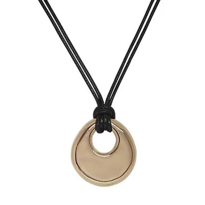 Open Teardrop Pendant Cord Necklace - Gold
