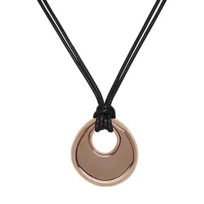 Open Teardrop Pendant Cord Necklace - Rose Gold