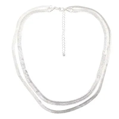 Double Herringbone Silver Short Chain