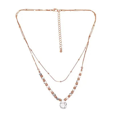Semi-Precious Dual Layer Necklace - Gold/Howlite