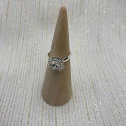 SQ Crystal Adjustable Silver Ring - Clear