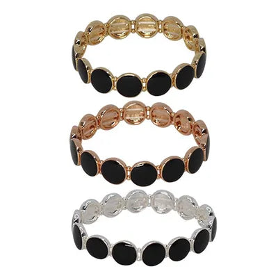 Enamel Disc Bracelet - Black