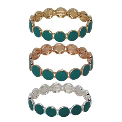 Enamel Disc Bracelet - Teal