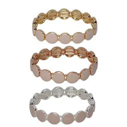 Enamel Disc Bracelet - Pink