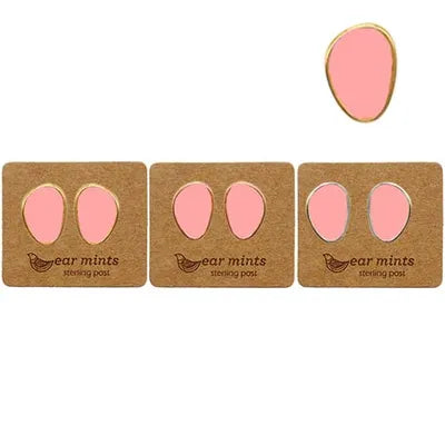 Studs - Enamel Irregular Oval - Shell Pink