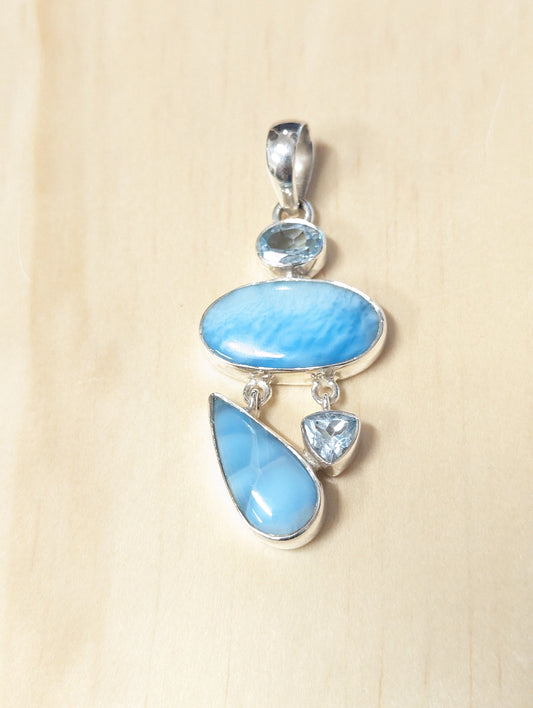 Multi Larimar & Biwa Pearl Pendant