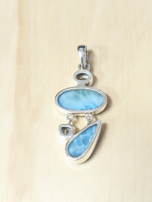 Multi Larimar & Biwa Pearl Pendant