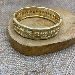Hinged Filigree Bangle - Gold