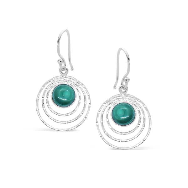 Malachite Circle Drop Earrings - TD