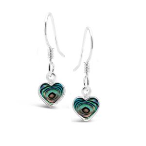Paua Drop Earrings - Heart (10mm)