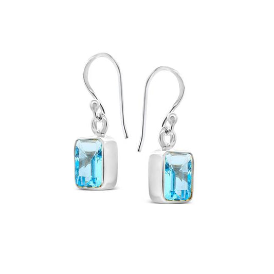 Blue Topaz Drop Earrings - SQ