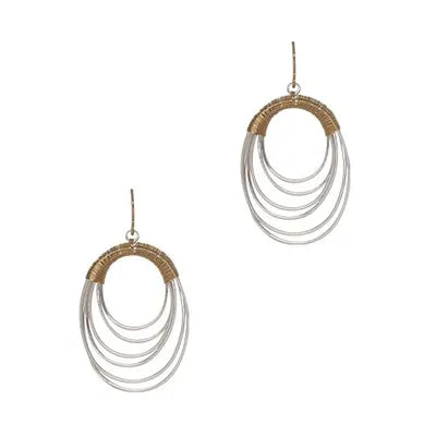 2Tone Wire Wrap Oval Earrings - Silver/Gold