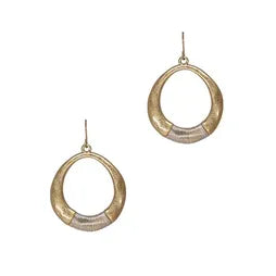 2Tone Wire Wrap Open Oval Earrings - Gold/Silver