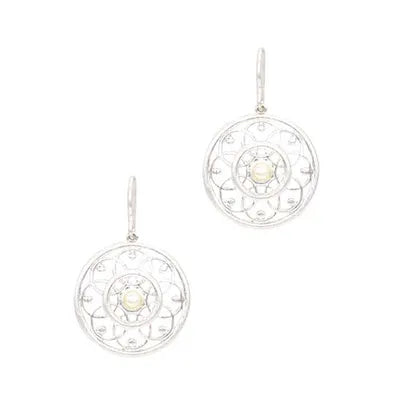 French Wire - Filigree Disc w Pearl - Silver