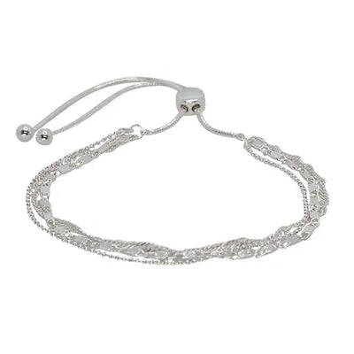Tri Layered Slider Bracelet - Silver