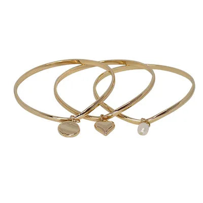 Bangle Set w Charms (3pc) - Gold