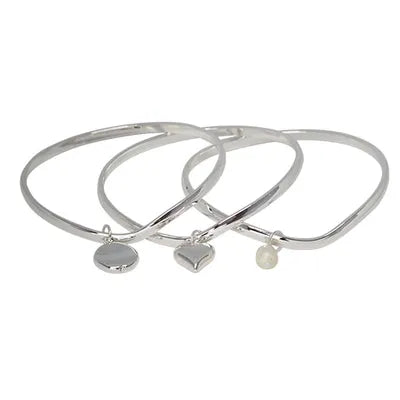 Bangle Set w Charms (3pc) - Silver