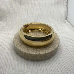 Plain Wide Hinged Bangle - Gold