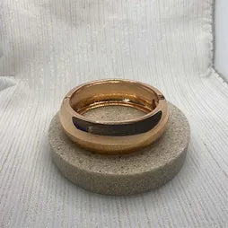Plain Wide Hinged Bangle - Rose Gold