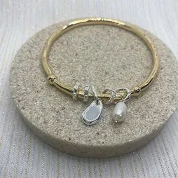 Plain Bangle w Charms - G/S