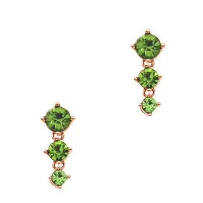 Round Trio Studs - Peridot Green
