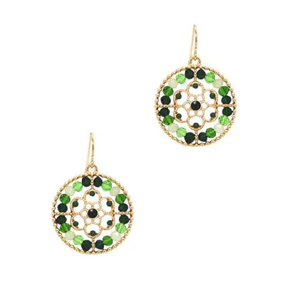 Bead Circle Earrings - Green