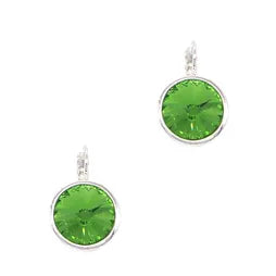 Round Lever Backs - Peridot (Silver)