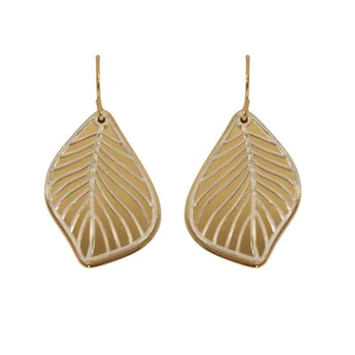Filigree Leaf w Disc Drop Earrings