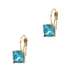 Square Earrings - Aquamarine (Gold)