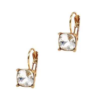 Square Earrings - Clear (Gold)