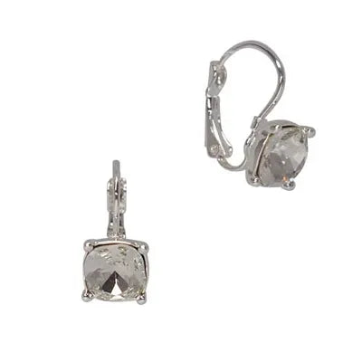 Square Earrings - Clear (Silver)