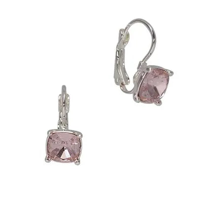 Square Earrings - Pink (Silver)