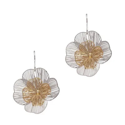 French Wire - Filigree Flower w Pearl - Gold/Silver*