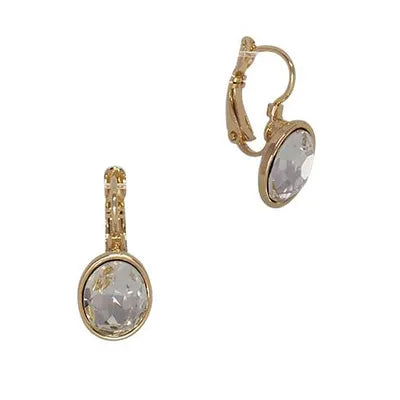 Oval CZ Earrings - Clear (Gold)