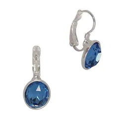 Oval CZ Earrings - Sapphire (Silver)