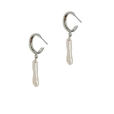 Pearl (Thin) Studs  -Silver
