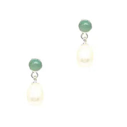 Stone-Pearl Studs - Amazonite