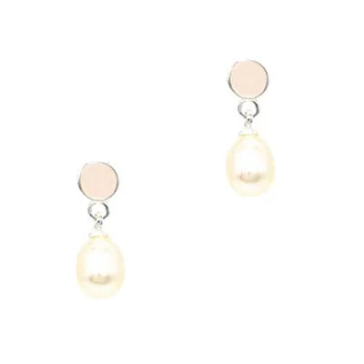 Stone-Pearl Studs - Pink