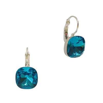 Square Faceted Studs - Aquamarine