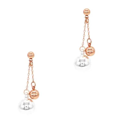 Dual Ball - Silver/Rose Gold Studs