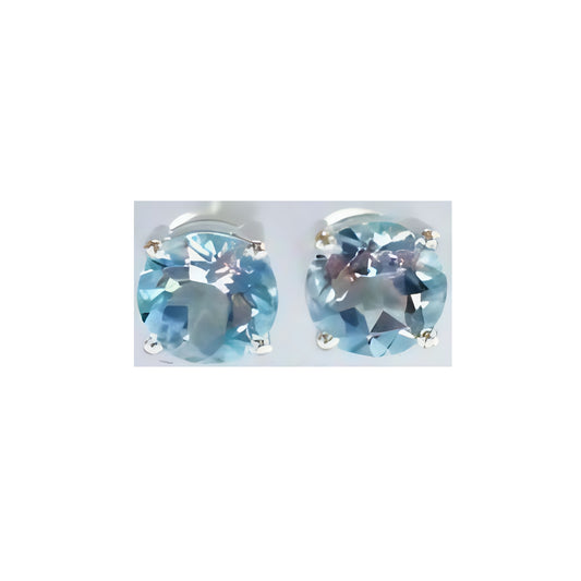 Blue Topaz Studs - RND