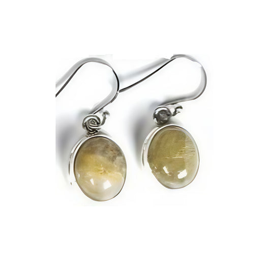 Gold Rutilated Quartz Drop Earrings - OVL