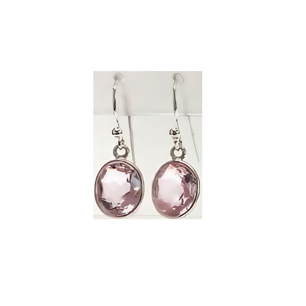 Pink Topaz Drop Earrings - OVLFrench Wire -